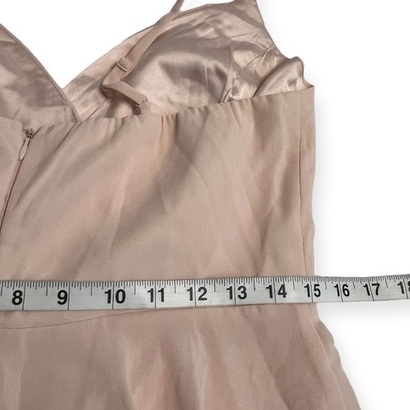 Lulu's Peach Pink Maxi Dress L Spaghetti Strap Pleated Chiffon Gown Formal - Picture 8 of 10